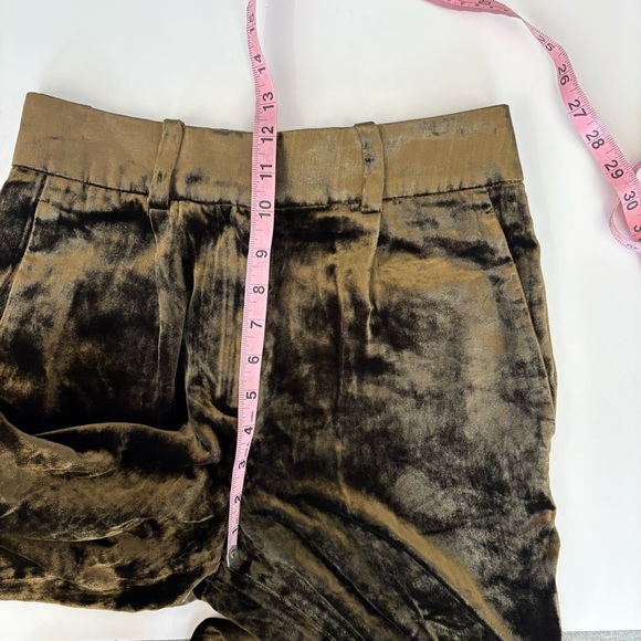 Reiss || Amina Pleated Velvet Trousers Silk Blend Olive Green US 0 - Picture 12 of 13